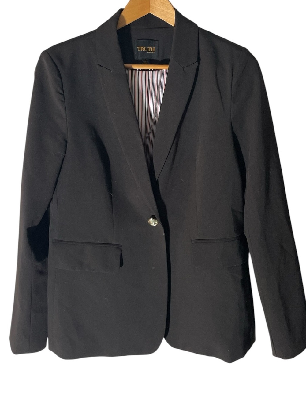 X4- Small Size 6 Truth Black Single-Button Women's Blazer